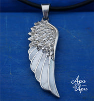 feather pendant silver - angel wings necklace - best spiritual jewelry