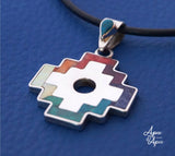 chakana, peruvian inca cross pendant, silver necklace from peru