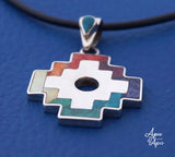 chakana, peruvian inca cross pendant, silver necklace from peru