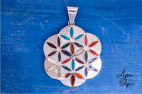 flower of life 950 silver 7 chakra gemstone handmade in Peru