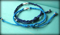 2 bracelets with heart, blue and turquoise, sweet teens jewelry