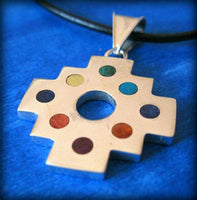 chakana andean cross pendant silver with dots