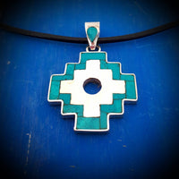 inca cross silver necklace, turquoise inlay, your pendant from Cusco Peru