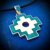 inca cross silver necklace, turquoise inlay, your pendant from Cusco Peru