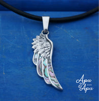 angel wing pendant, silver feather necklace