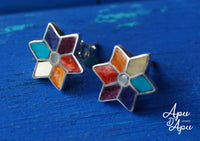 silver studs with 7 chakra color stones