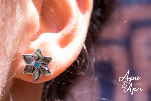abalone snow flake studs earrings, must have studs