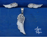 guardian angel wings jewelry set, silver feather set