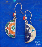 sun and moon celestial earrings - Inca symbol love - peruvian earrings