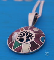tree of life with inca calendar around, small pendant necklace from Peru